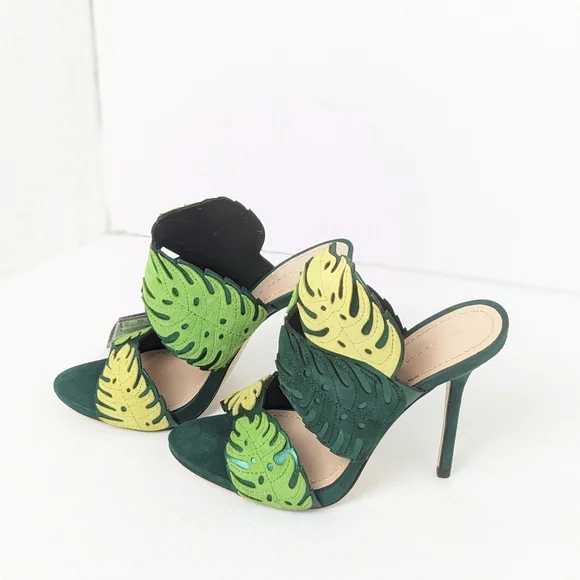 NWT Zara Suede Tropical Heels - Picture 1 of 16